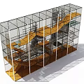 Kindergarten Indoor Play Area Featuring Wooden Climbing Frames Slides and Metal Mesh Enclosures