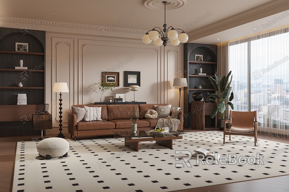 French Middle Style Living Room model