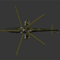 Detailed Military Camouflage Helicopter With Rotors Weapons And Reflective Surface On Dark Background