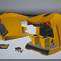 Stylish Yellow Kitchen Coffee Machine Brewing Coffee With Two Cups And Beans