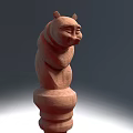 Handcrafted Wooden Bear Sculpture Carving With Stacked Rings And Base