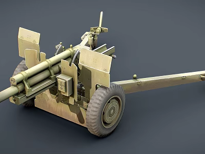 Vintage Military Cannon With Wheeled Base And Long Barrel Structure 3d model