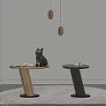 Modern Side-table Combination Chandelier Carpet Metal Side-table Bulldog 3d model