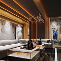 Luxury Modern KTV Room Interior With Sofa TV Wine Sets And Chandelier