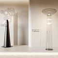 Elegant Modern Artemide Floor Lamps With Transparent Circular Elements And Black Base 3d model