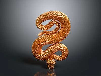 Golden Snake Shaped Sculptural Decorative Furniture Ornament For Home Interior Design 3d model