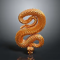 Golden Snake Shaped Sculptural Decorative Furniture Ornament For Home Interior Design