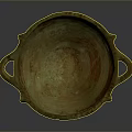 Handcrafted Ceramic Bowl With Two Handles And Ancient Carved Patterns