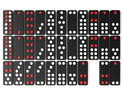 Dominoes Board Game Entertainment With Black Tiles Red And White Dots 3d model Dominoes Board Game Entertainment With Black Tiles Red And White Dots 3d model