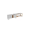 Modern Kitchen Interior With Stainless Steel Cabinet Countertop Drawers And Wooden Frame