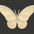 Golden Decorative Butterfly With Intricate Wing Patterns And Reflective Surface On Dark Background 3d model