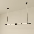 Modern Linear Pendant Light With Black Frame And White Shade Design 3d model