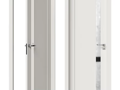 Modern Interior Swing Door Design with White Frame Glass Panel and Metal Handle 3d model