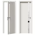 Modern Interior Swing Door Design with White Frame Glass Panel and Metal Handle