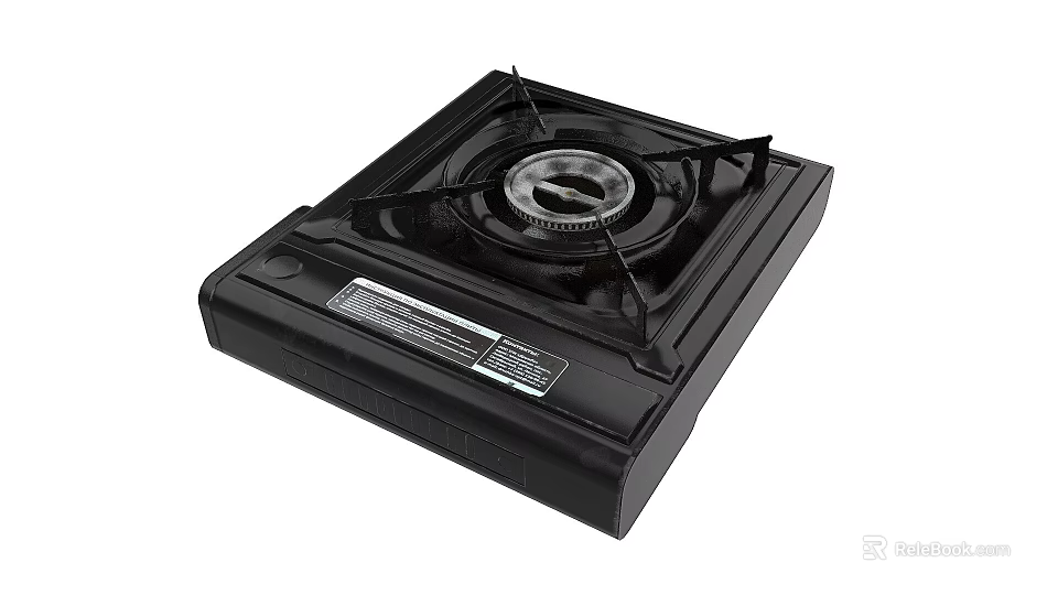 Black Gas Stove With Four Burners And Lower Control Panel Design For Kitchen 3d model 