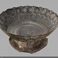 Decorative Silver Bowl With Intricate Patterns And Ornate Base For Household Decor