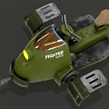 Green Fighter Attack Military Style Vehicle Design With Seat Wheels And Weapon