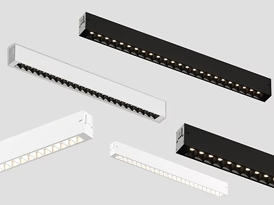 Modern Linear Downlights and Spotlights in White Black with LED Bulbs and Sleek Design 3d model