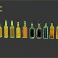 Various Colored Bottles With Different Caps Arranged On Gray Background With Reflections