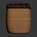 Brown Wicker Storage Basket With Padded Rim For Home Organization