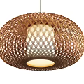 Modern Woven Oval Shaped Pendant Lights Set of Four with Natural Brown Cream Design