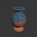 Decorative Blue And Orange Gradient Vase With Wavy Pattern For Home Decor