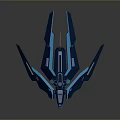 Futuristic Blue Sci Fi Spaceship Design With Sharp Wings And Glowing Details 3d model
