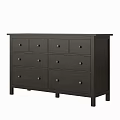 Dark Wood Entryway Cabinet Sideboard With Multiple Drawers Round Knobs Minimalist Design 3d model