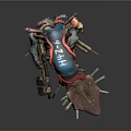 Vibrant Sci Fi Fantasy Creature With Mechanical Appendages And Sharp Teeth