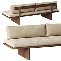 Modern Beige Fabric Sectional Sofa With Wooden Frame And Minimalist Design
