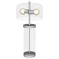 Modern Transparent Glass Table Lamp With Dome Shade And Two Spherical Bulbs