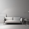 Modern Double Sofa Double Sofa Coffee Table Floor Lamp Combination 3d model