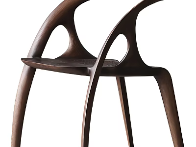 Modern Wooden Single Chair With Curved Backrest Sleek Lines And Elegant Design 3d model