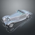 Vintage Silver Convertible Car With Shiny Body And Open Top Design