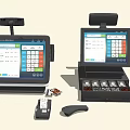 Efficient Commercial POS Equipment With Touchscreen Display Keyboard Cash Drawer And Scanner 3d model