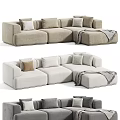 Modern L shaped Sectional Sofa With Plush Cushions And Cozy Throw Blanket