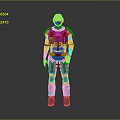 Red And Black Armored Futuristic Warrior Character With Helmet And Mechanical Design