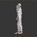 Male And Female White Haired Characters In White Dress And Jumpsuit Standing On Gray Background