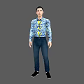 Men with Inch Head Men with Shirts Men with Jeans Men with Bound Bones Standing Animation 3d model