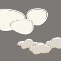 Creative Modern Cloud Shaped White Ceiling Light with Soft Glow and Unique Design 3d model