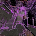 Abandoned Factory Interior With Exposed Pipes Staircase Vines And Ceiling Fan
