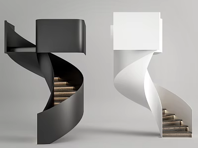 modern revolving staircase handrail staircase 3d model
