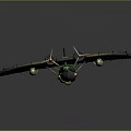 Futuristic Space Aircraft With Multiple Propellers Green Accents And Black Exterior For Cosmic Exploration