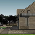 Modern Detached Villa Wooden Exterior With Garden Trees And Patio Design