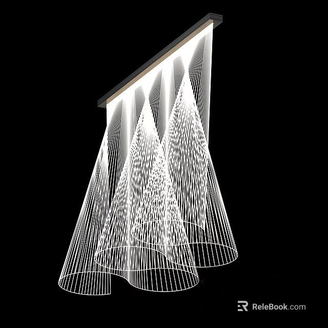 Modern Chandelier With Layered Linear Metal Wire Structure And Elegant Lighting Design 3d model