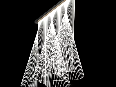 Modern Chandelier With Layered Linear Metal Wire Structure And Elegant Lighting Design 3d model