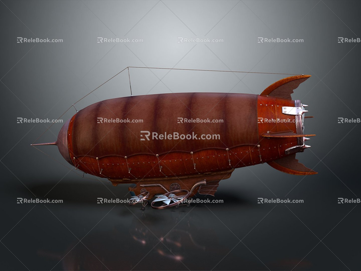 Modern Airship Cartoon Airship Flying Warship 3d model