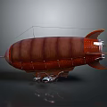 Vintage Brown Striped Zeppelin Airship With Metallic Bottom And Classic Design