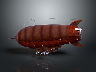 Modern Airship Cartoon Airship Flying Warship 3d model