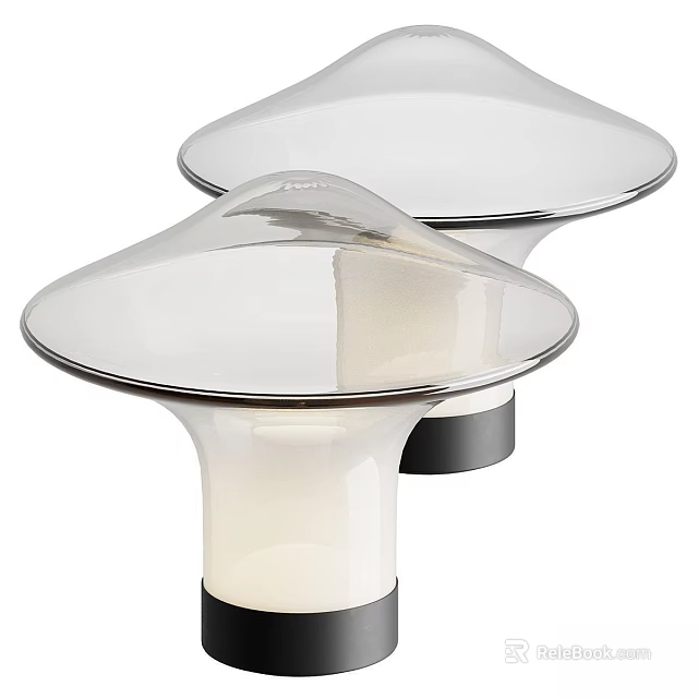 Modern Mushroom Shaped Table Lamps With Metallic Shade And Black Base 3d model 